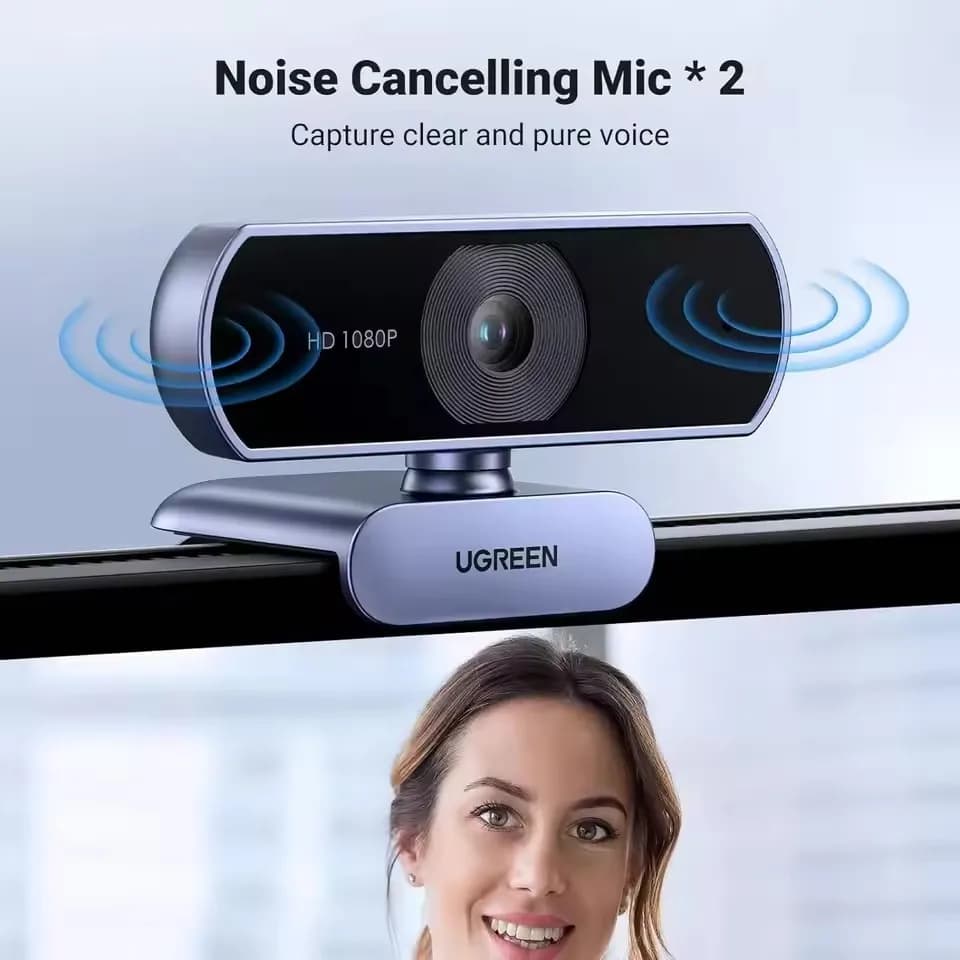CM678 UGREEN 360 Rotation Webcam Microphone Full 1080P HD USB Camera FOV Noise Canceling Video for Streaming