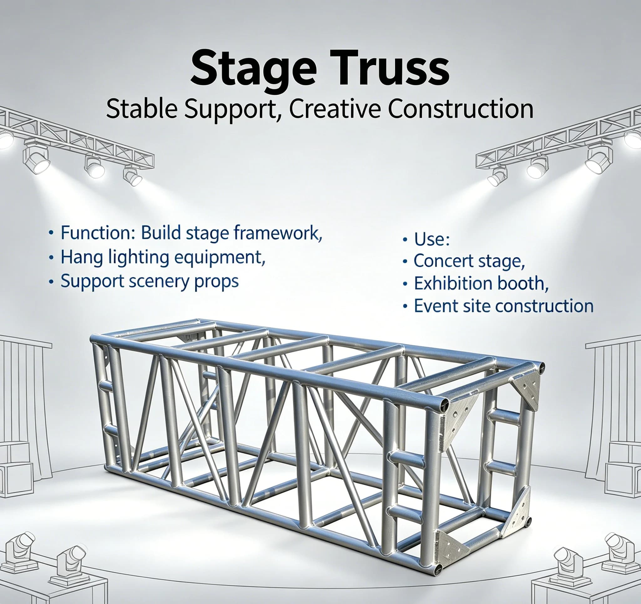 【High Quality】Light Aluminum Truss Stage Lighting Square Truss Box Truss System, Suitable For Stage Lighting For Events.