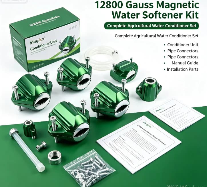 Household Agricultural Magnetic Water Conditioner 12800Gauss Physical Descaler Anti‑Scale Hard Water Treatment Device