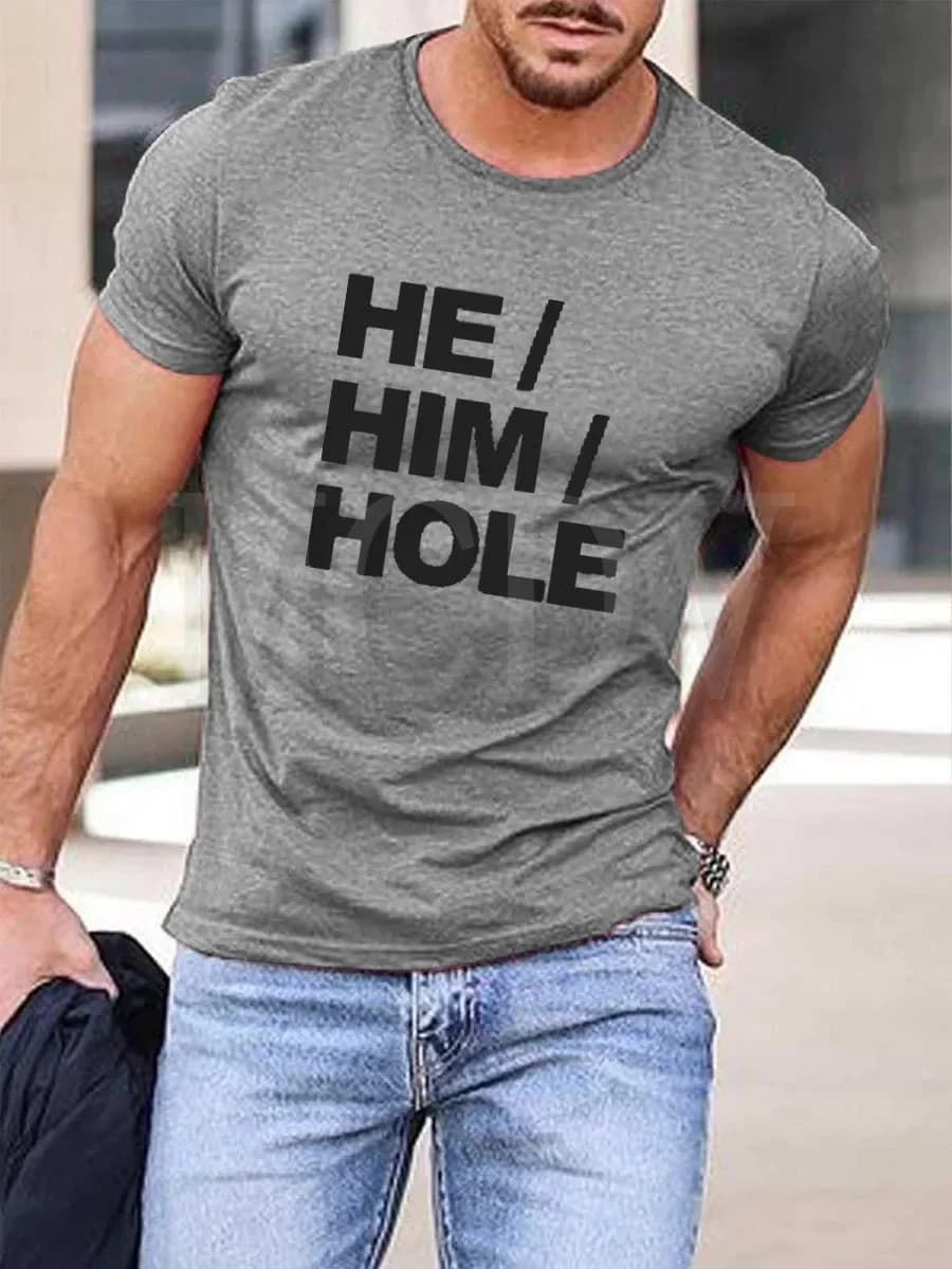 Summer Men's Printed Casual Crew Neck Short Sleeve T-Shirt The Colorful The Best He Him Hole LGBT3D Printed T Shirt