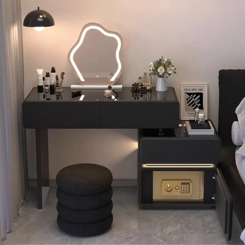 Small Space Moderno Vanity Table Drawer Small Mirror Black Makeup Dressing Table Adult Bedroom Penteadeira Quarto Home Furniture