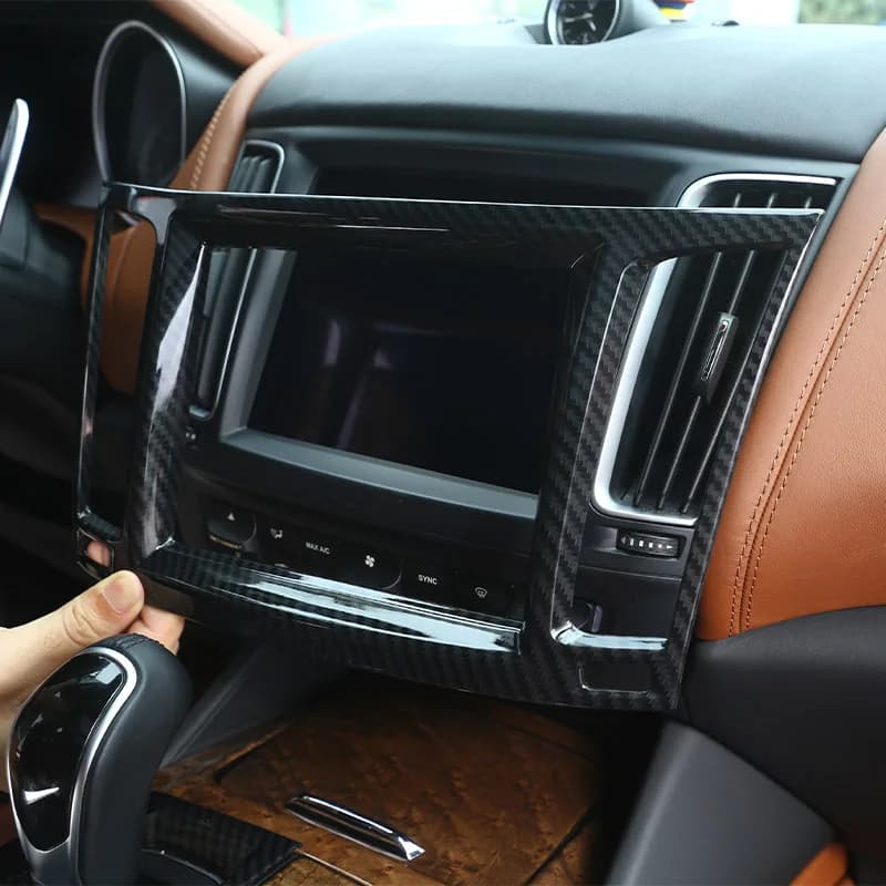 Plastic Carbon Fiber Style Interior Navigation Box Frame Cover Trim Accessories For Maserati Levante 2016 Car-Styling