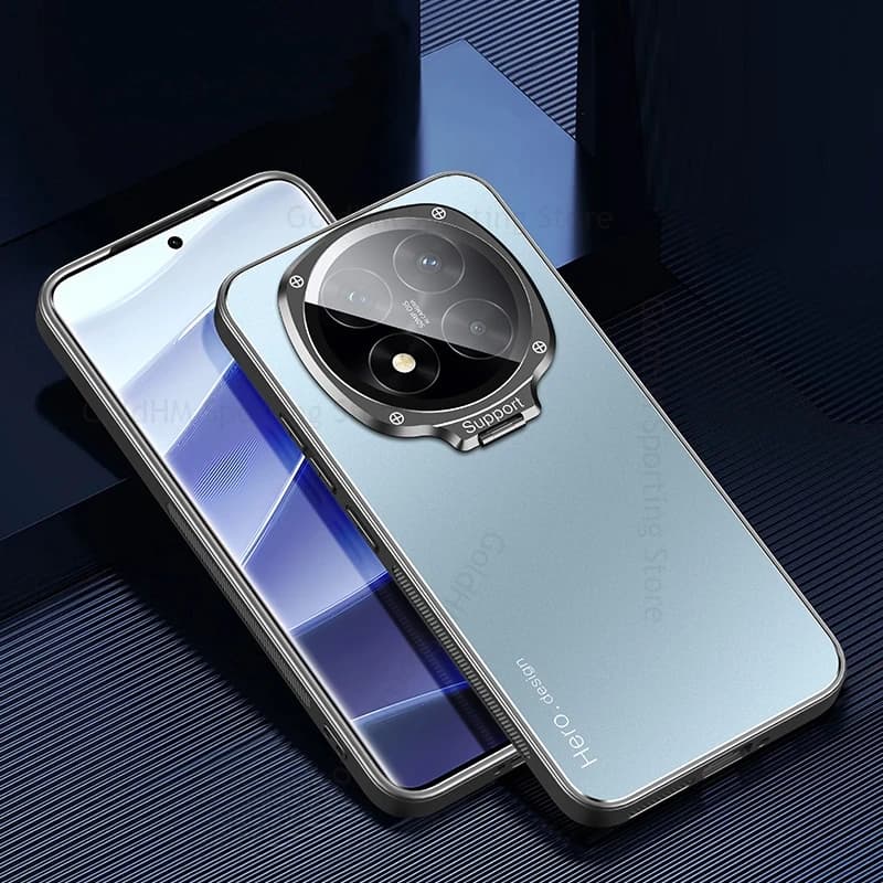 Metal Lens Camera Protect Bracket Buckle Case For Redmi Note 15 Pro Plus Car Holder Matte Kickstand Cover Redmi Note 14 Pro Plus