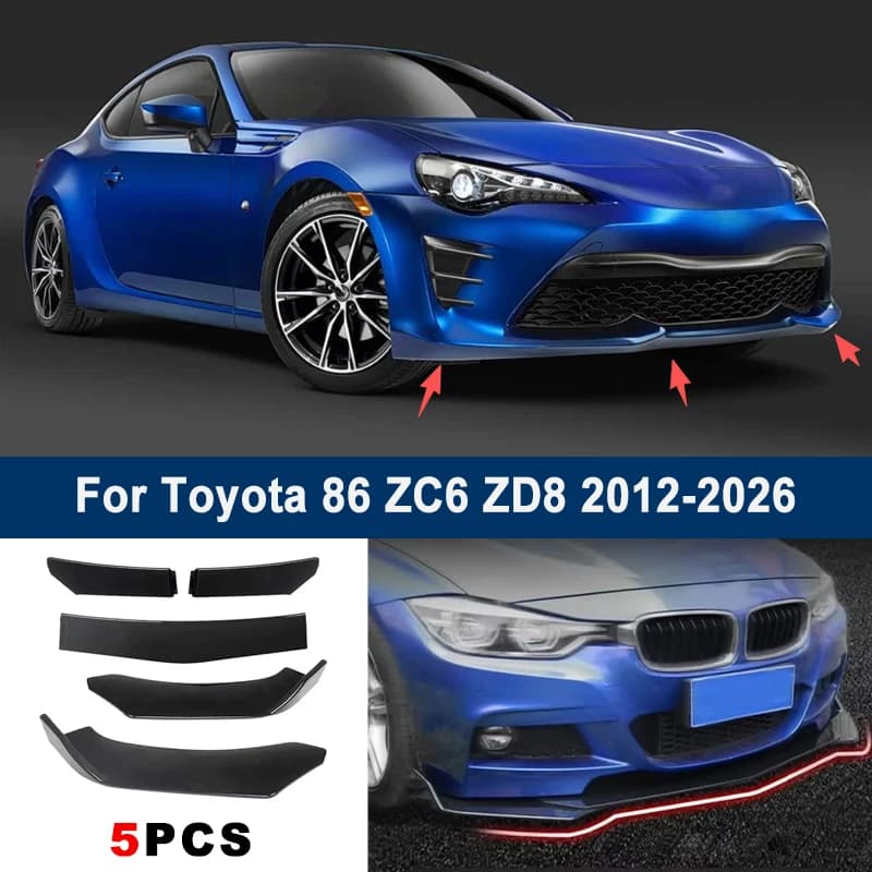 For Toyota 86 ZC6 ZD8 2012-2026 model, adjustable 5PCS front bumper lip spoiler protection decorative kit, car body kit