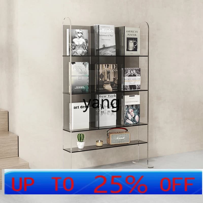 LH  acrylic floor-to-ceiling reading bookshelf, living room storage display, newspaper storage, magazine rack