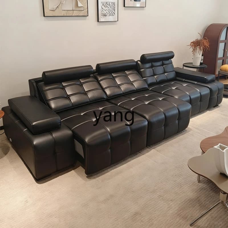 LTT electric sofa small apartment living room black Italian minimalist function sofa bed