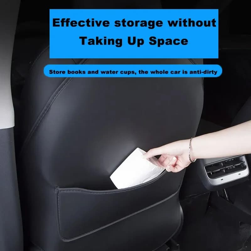 Seat Back Kick Protectors Kick Mats For Tesla Model 3 Y Leather Center Console Protection Pad Kick Mats Back Seat Protector