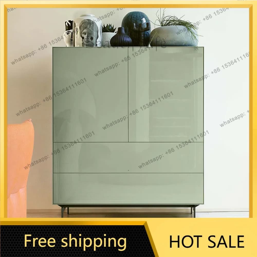 Factory Direct Italian minimalist high-gloss lacquer sideboard, entryway storage cabinet, living room furniture