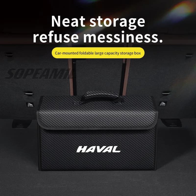 Car Trunk Leather Storage Box Foldable Stowing Tidying Bag For HAVAL H6 JOLION HEV H3 H2 F7 H9 H5 M4 GWM DARGO X-DOG Accessories
