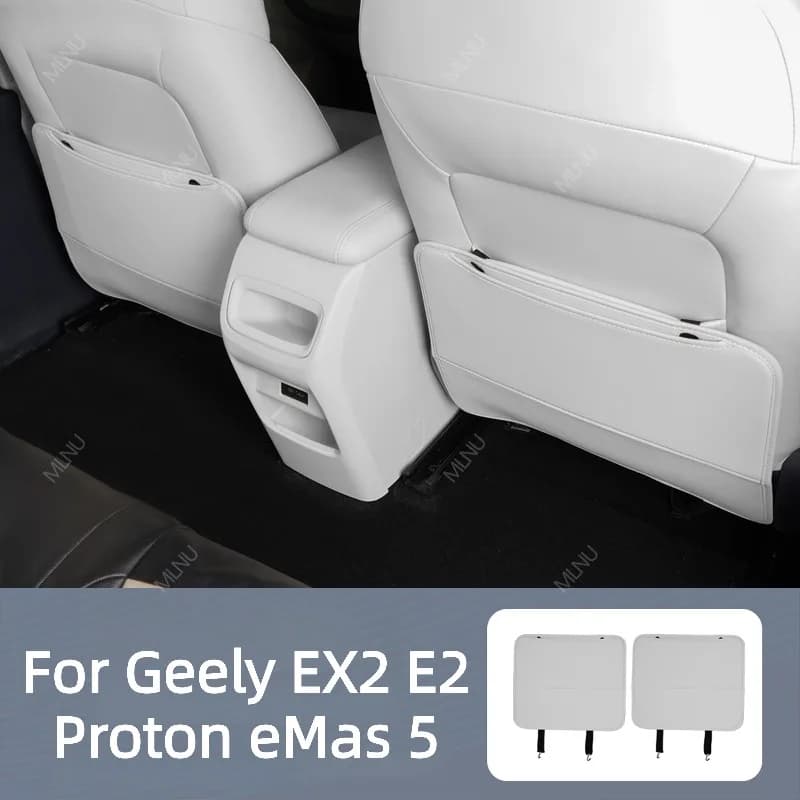 Rear Seat Kick Mat For Geely EX2 E2 Proton eMas 5 2026 2025 Accessories Leather Waterproof Anti-Scratch Anti-Fade Fade-Resistant