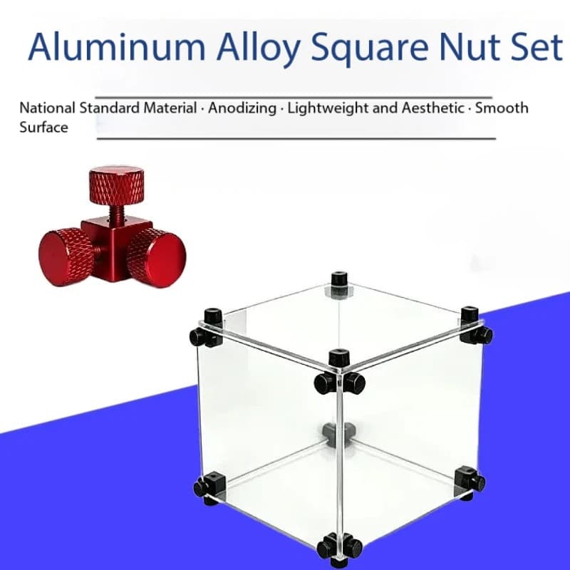 4 Sets Aluminum Thumb Screw & Square Nut Set for Acrylic Display Box Hand Tighten Tool-free Rotatable Connector Display Box DIY