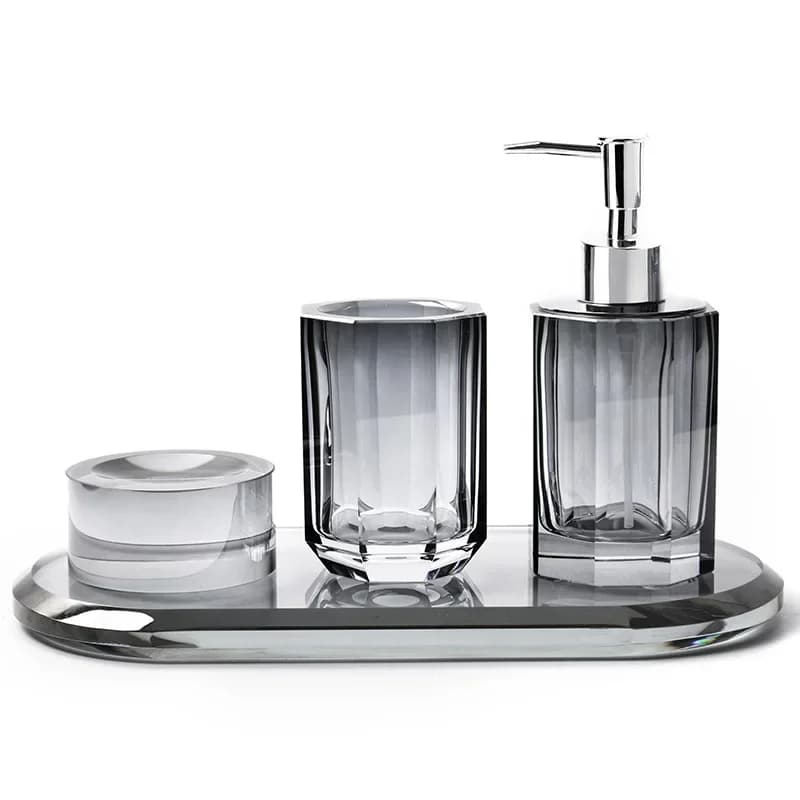 Crystal Bathroom Kit Transparency Soap Bottle Press Pump Soap Dish Toilet Storage Bathroom Set Bathroom Decoration Accessories