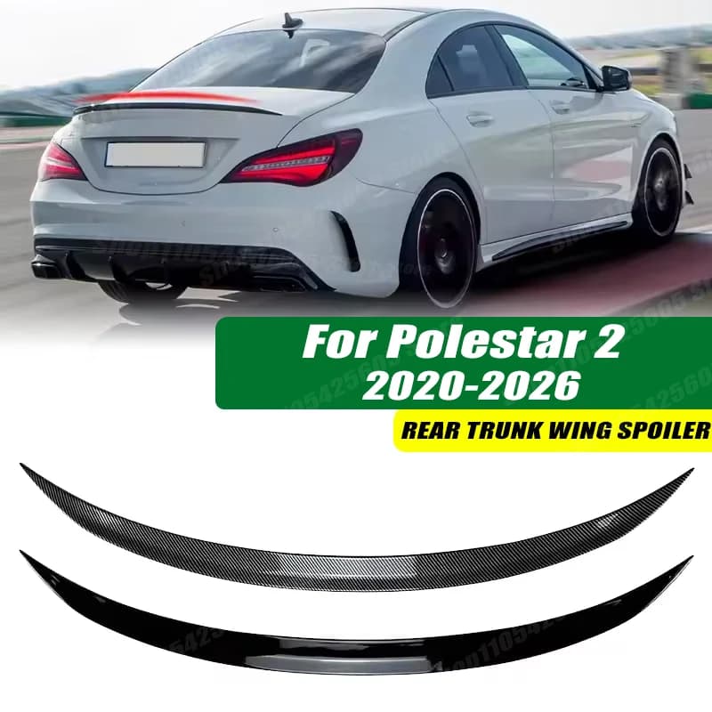 120cm 5D Carbon Look Rear Boot Trunk Spoiler Lip Stick-On Decorative Rear Wing For Polestar 2 2020-2026 Model Car Accessories