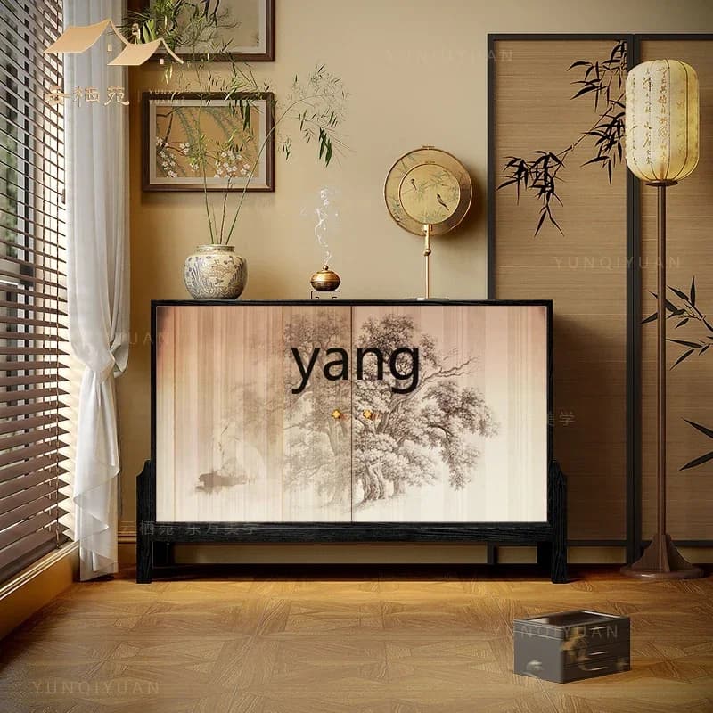 LMM  medieval light luxury solid wood dining side cabinet integrated bedroom low cabinet living room sofa side cabinet
