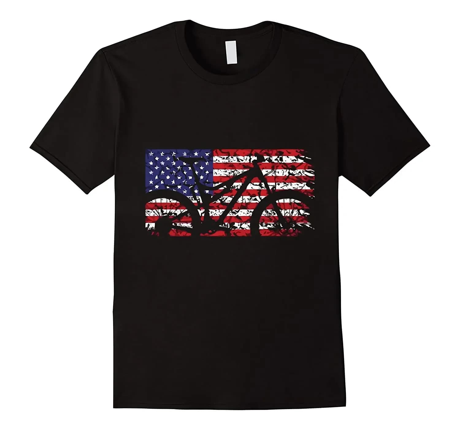Mountain Bike American Flag T-Shirt. Summer Cotton Short Sleeve O-Neck Mens T Shirt New S-3XL