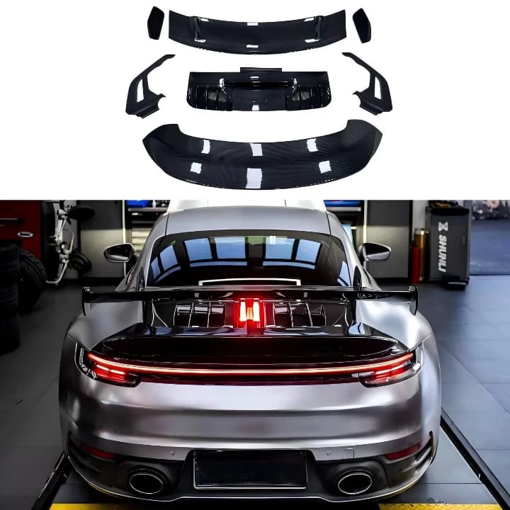 STLF For Porsches 911 Carrera 992 Carbon Fiber Rear Bumper Spoiler Double Layer Dry Carbon Polished Finish Body Kit2020- Factory
