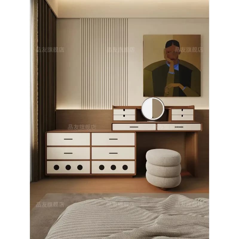 Chest Dresser Integrated Modern Simple Bedroom Medieval Cream Style Makeup Tablex14