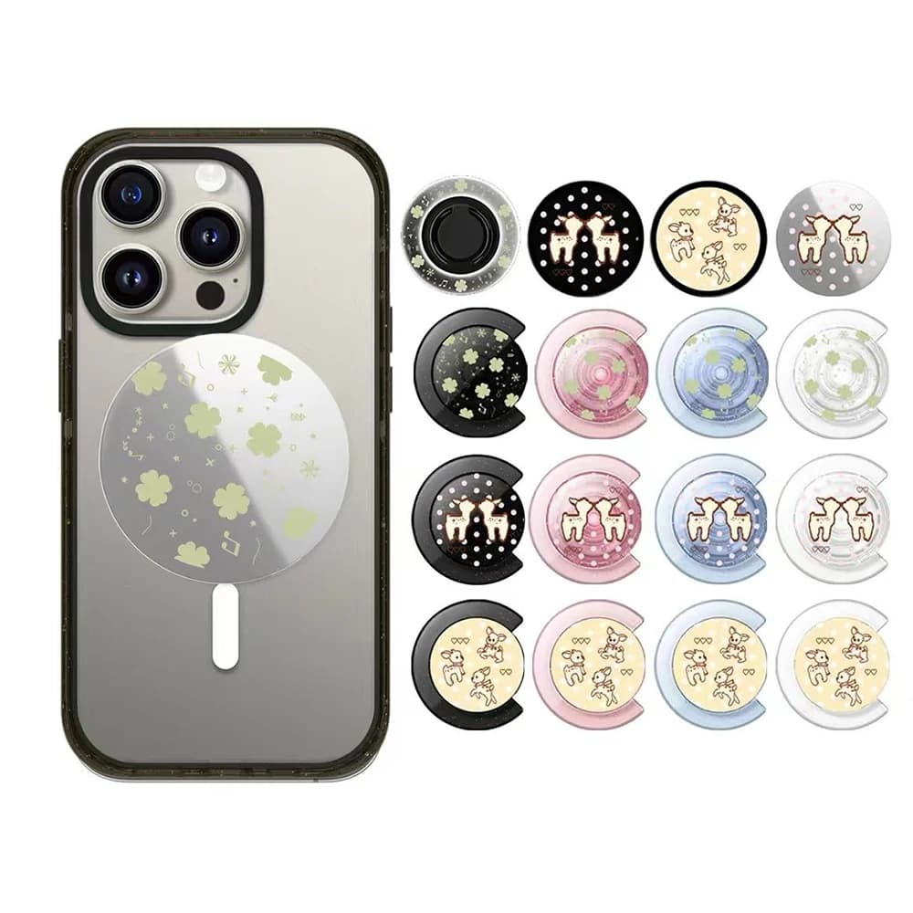 Clover Deer Magnetic Grip Card Holder Phone Stand for IPhone Holder Mount Support for Galaxy Phone Accessories