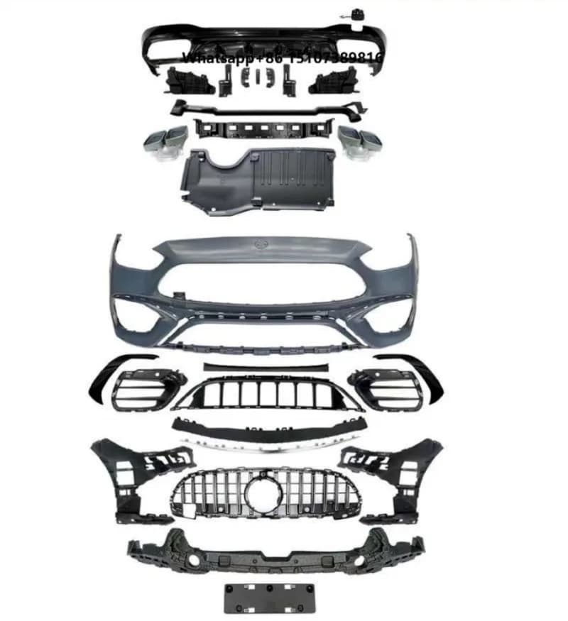 W206 Upgrade to C63 AM Line Body Kit Front Bumper Rear Diffuser Two Styles Grille LED Taillight for Ben C-Class