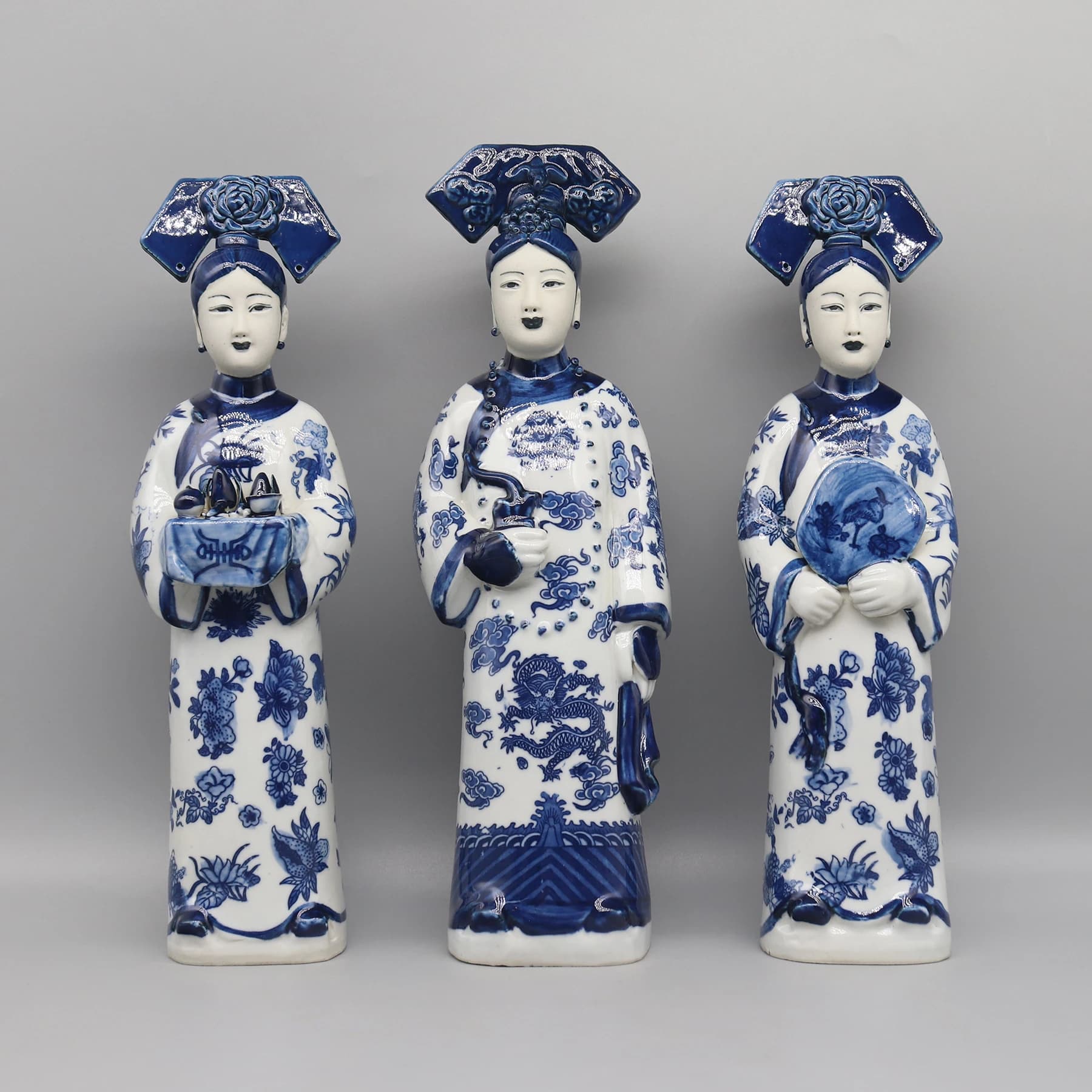 Porcelain Figurines of Chinese Princesses and Empress in Qing Dynasty, Ceramic Statue, Ancient Chinese Lady, Home Decoration