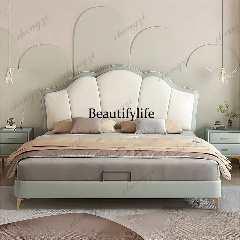 Royal European Luxury Double Bed King Size Shelves Wood Headboard Twin Bed Frame Castle Sleeping Cama De Matrimonio Furniture