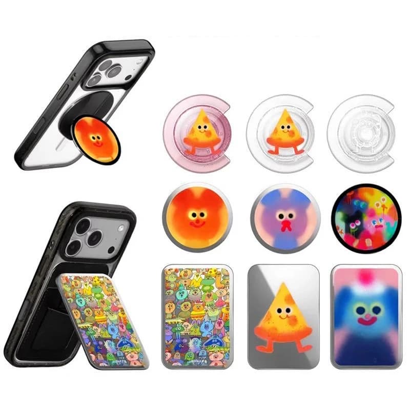 Multicolor Graffiti Face Magnetic Grip Card Holder Phone Stand for IPhone Holder Mount Support for Galaxy Phone Accessories