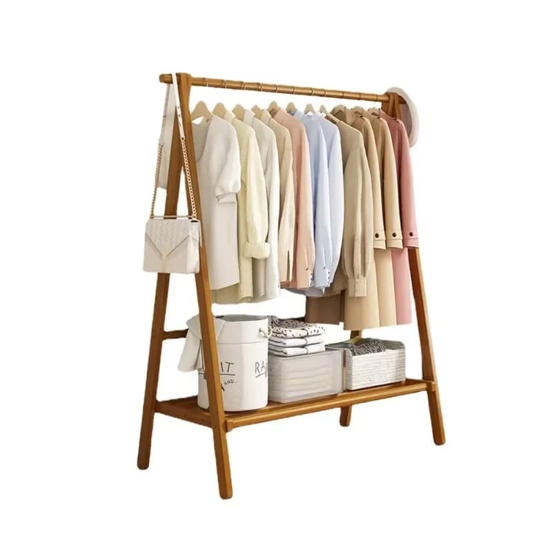 Bedroom Living Room Modern Bamboo Coat Rack Folding Floor Hanger Home Furniture