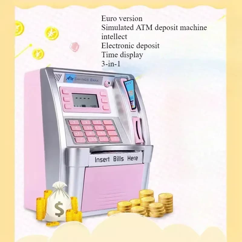 Household Portable Automatic Roll Money Savings Bank ATM Savings Bank Large Capacity Password Box Safe