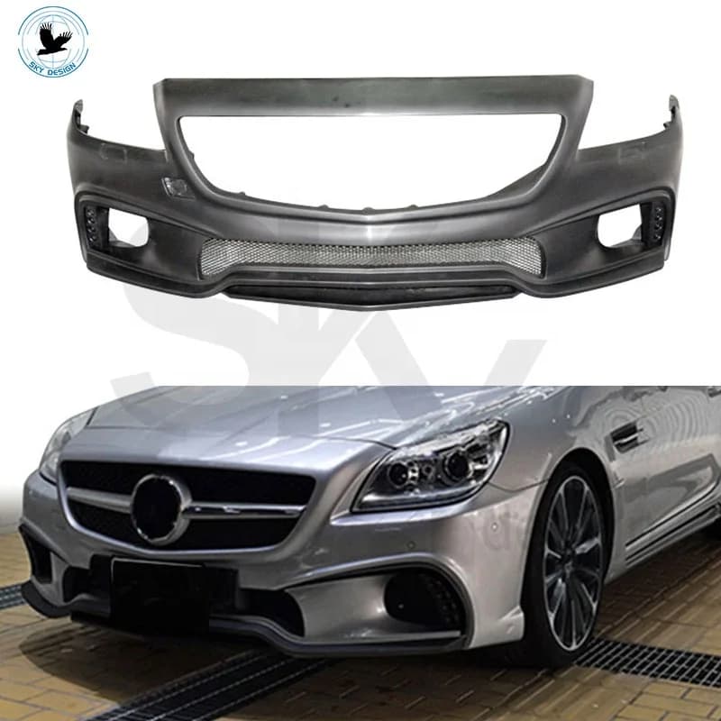 SKY New WD Style Car Body Kit for -Benz SLK (R172/SLK200/SLK350) with Front/Rear Bumper & Side Skirts-Black Bolt-On