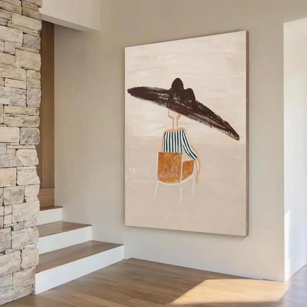 Blue Sea View Abstract Drawing Modern Gold Leaf Mural Decor Living Room Pure Handmade Oil Painting Interior Wall Art Picture