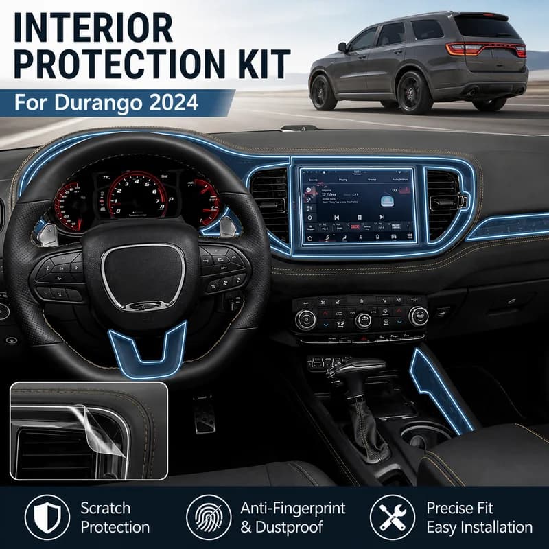 For Dodge Durango 2024 Interior Screen Protector Film, Dashboard Navigation Display Center Console Trim Sticker