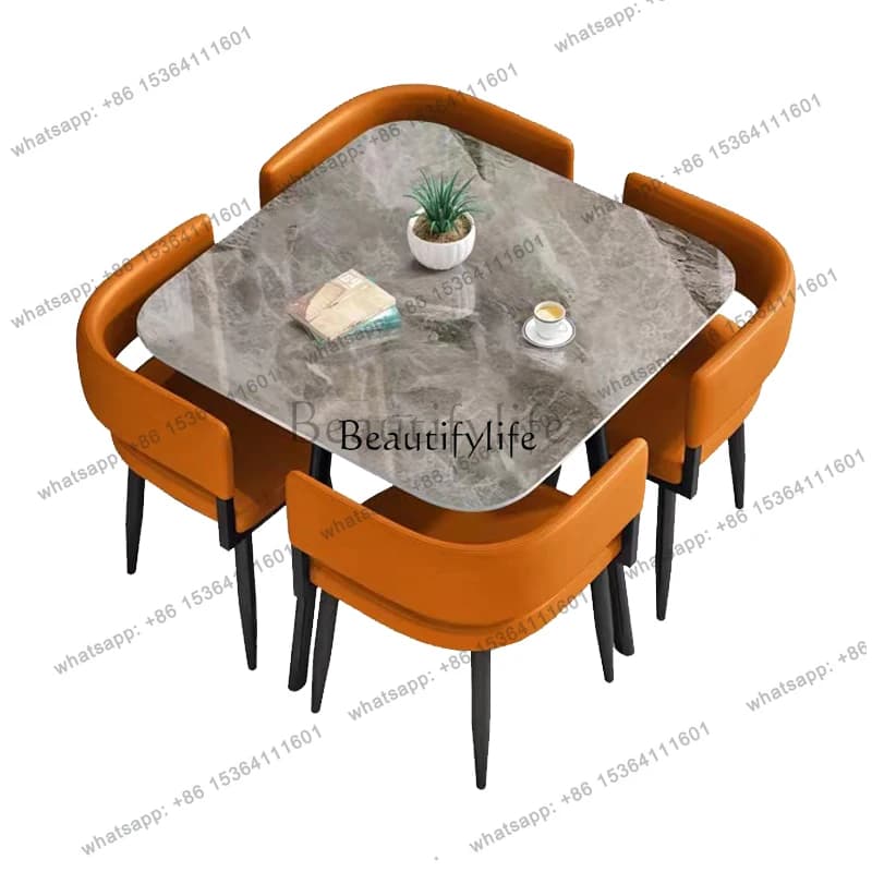 13Stone Plate Eight-Immortal Table Reception Negotiation Table and Chair Combination Simple Leisure