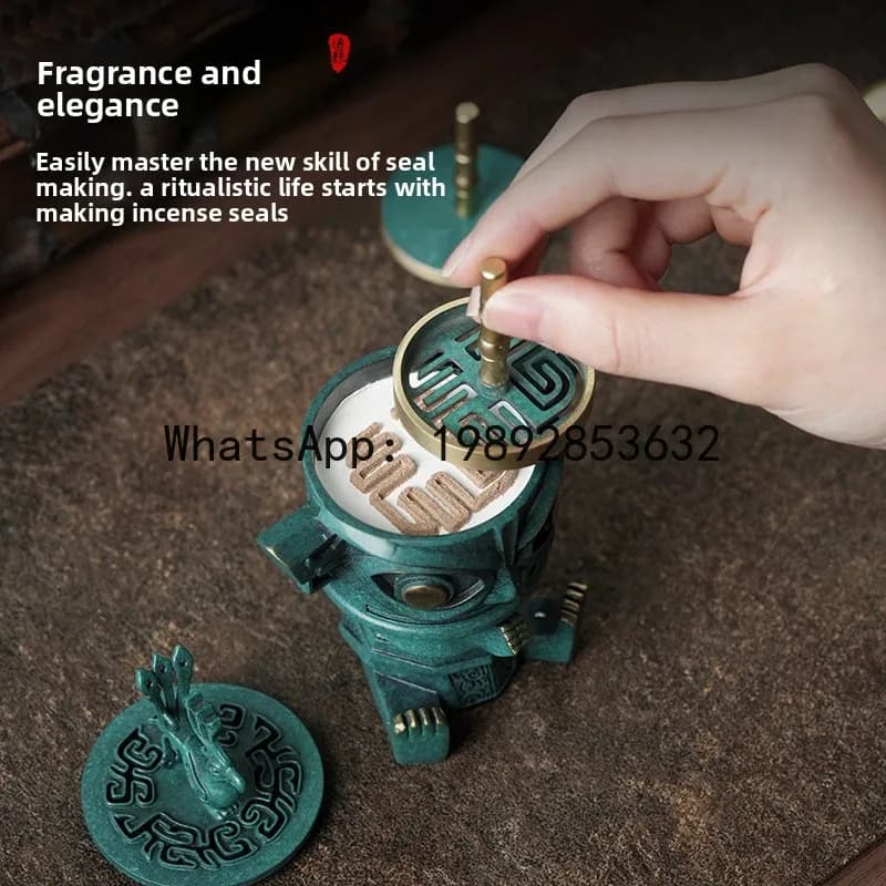 Fg sanxingdui pure copper incense seal set for home seal making tools ornaments aromatherapy furnace gift box