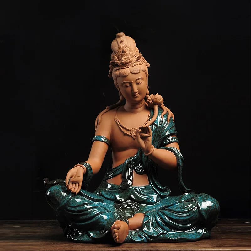 CZ Ceramic Lotus Water Moon Guanyin Buddha Statue Ornament Home Living Room Entrance Worship Free Guanyin Bodhisattva Crafts