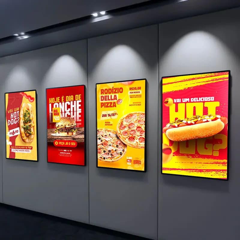 Ultra-Thin LED Light Box for Business Cinema, Restaurant Menu Board Tempered Glass Aluminum Frame Light Box Poster Display