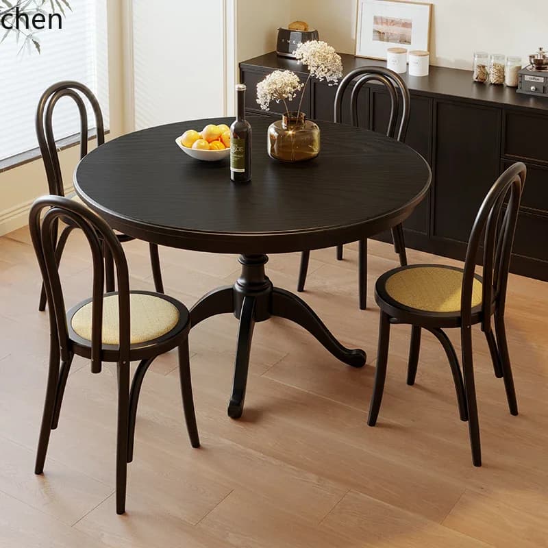 DSA  round dining table and chair set small apartment medium and ancient style round one table and four chairs combination
