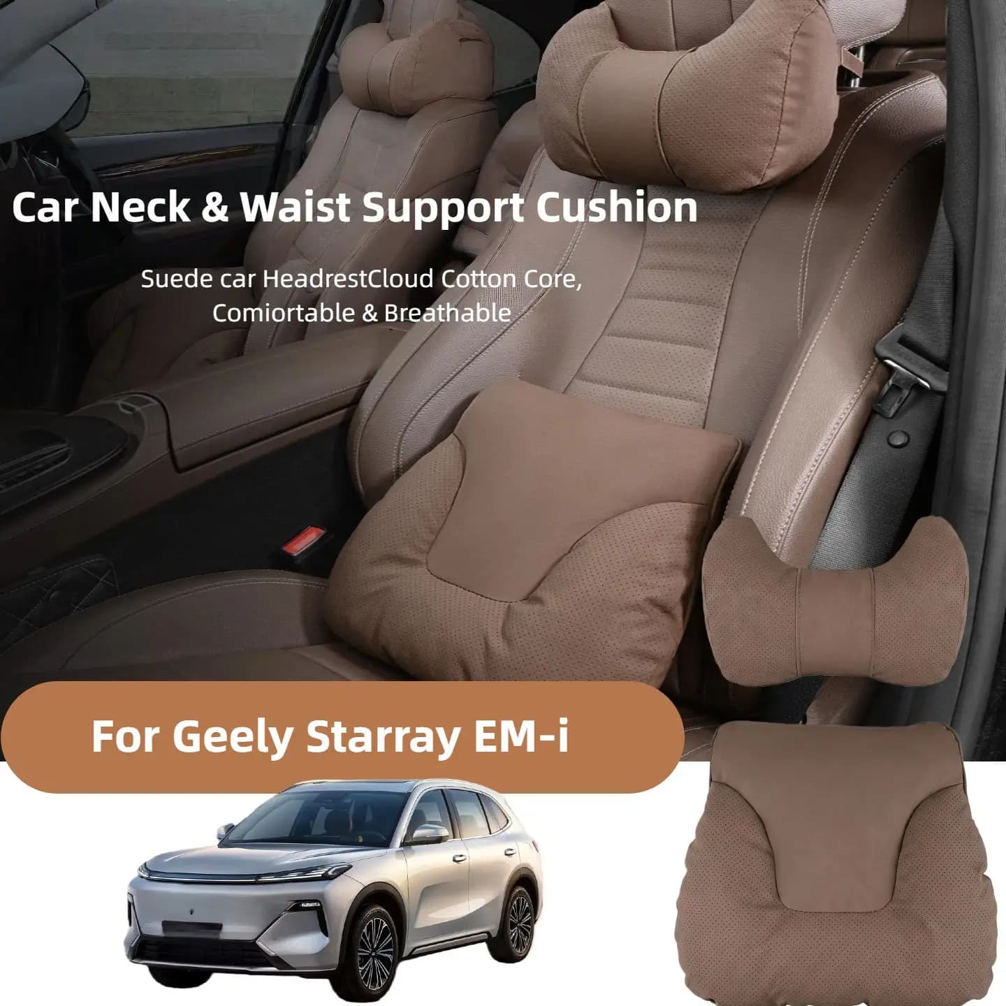Car Neck Pillow Soft Comfort Auto Seat Waist Support Headrest Mat Travel Rest For Geely Starray EM-i Accessories