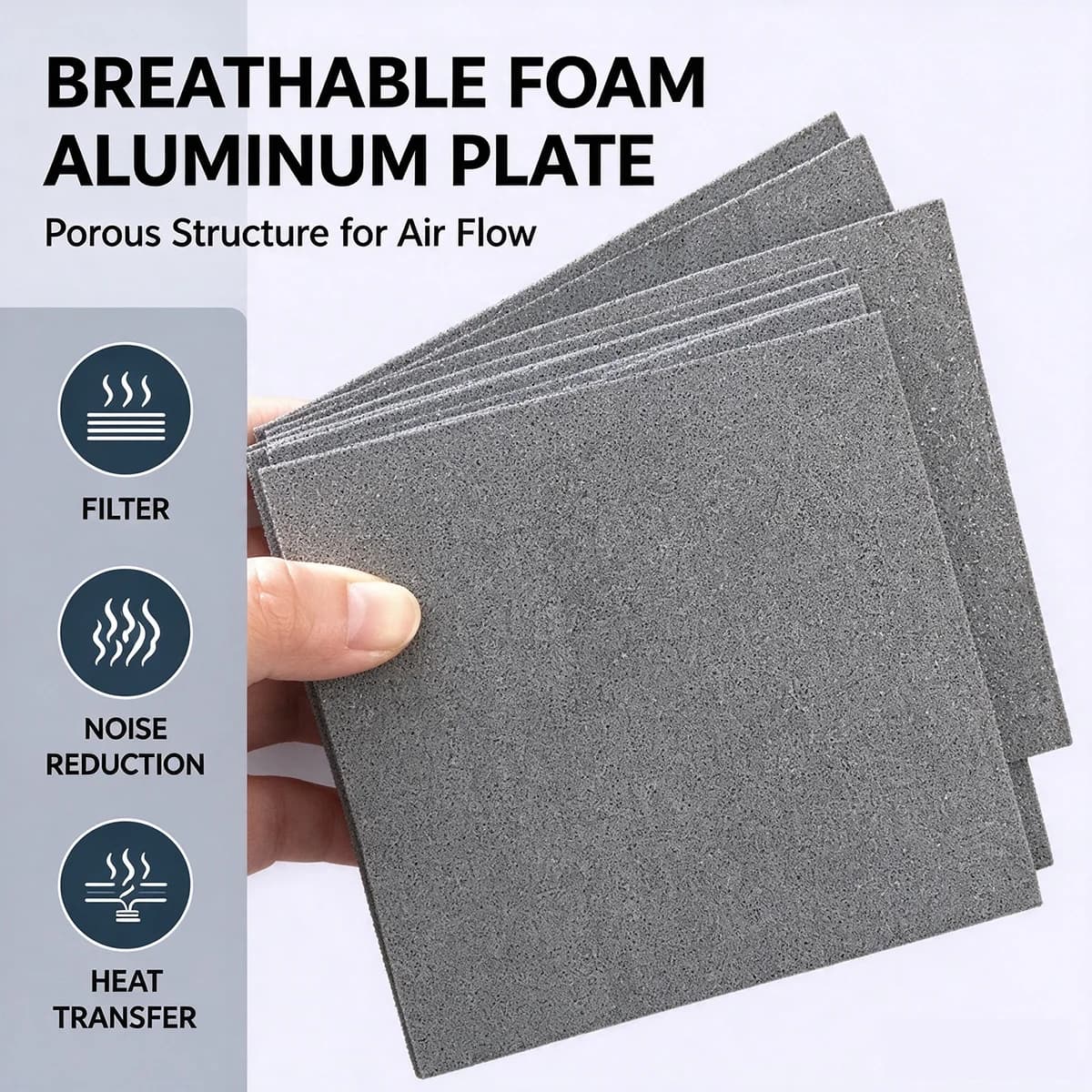 Porous Aluminum Foam Plate, Open‑Cell Foamed Aluminum Blanks for DIY Processing Industrial Filter Custom Cut Parts