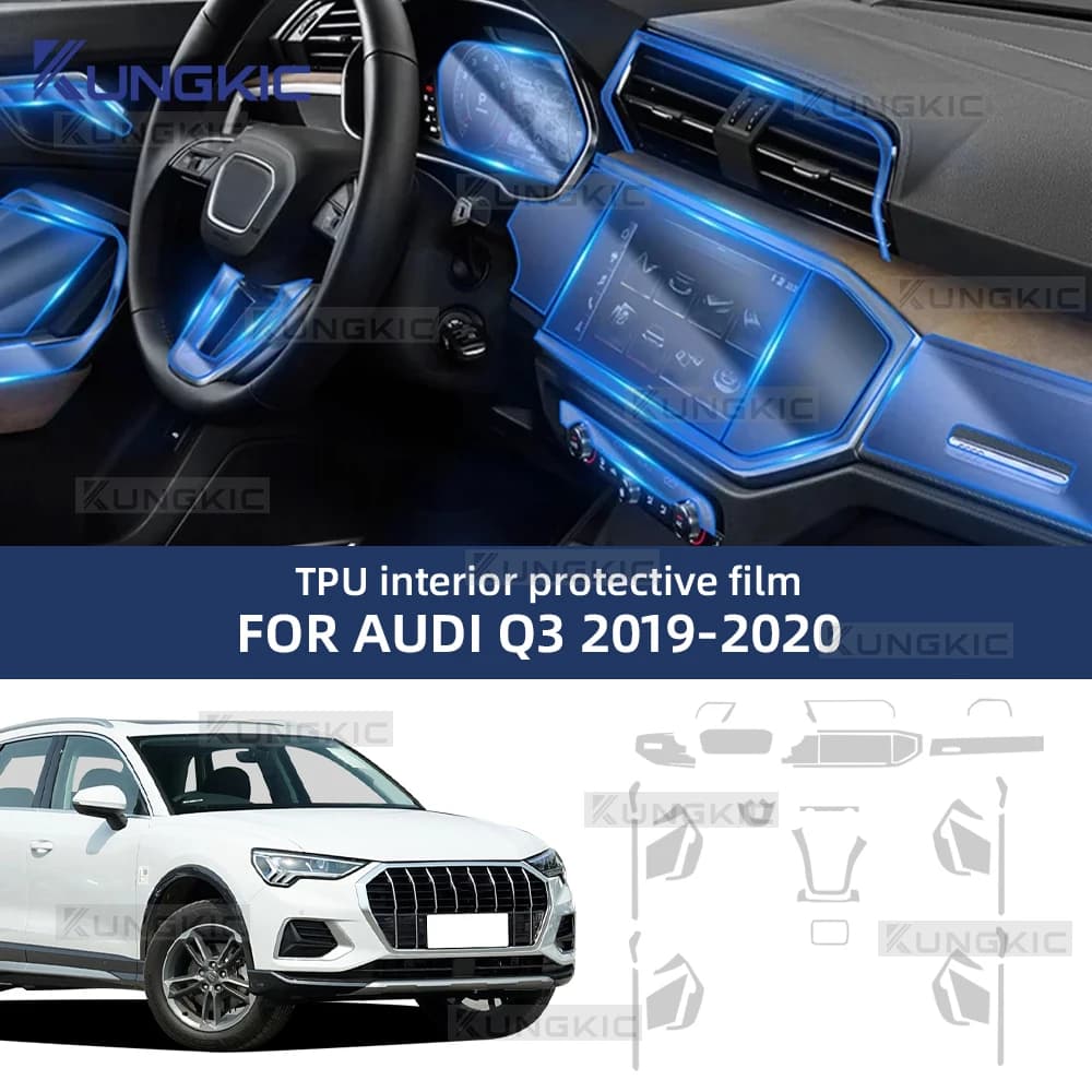 TPU Interior Protective Film For Audi Q3 2019 2020 Navigation Screen Anti-scratch Transparent Sticker Auto Accessories LHD RHD
