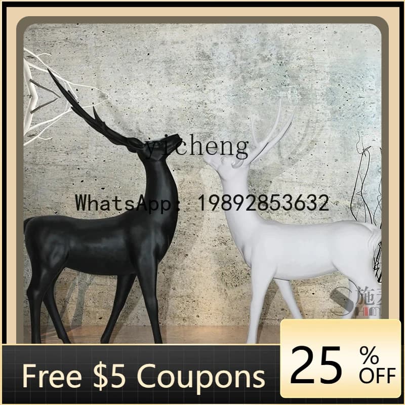 AB outdoor fiberglass sika deer elk park large garden floor animal sculpture decorative ornament