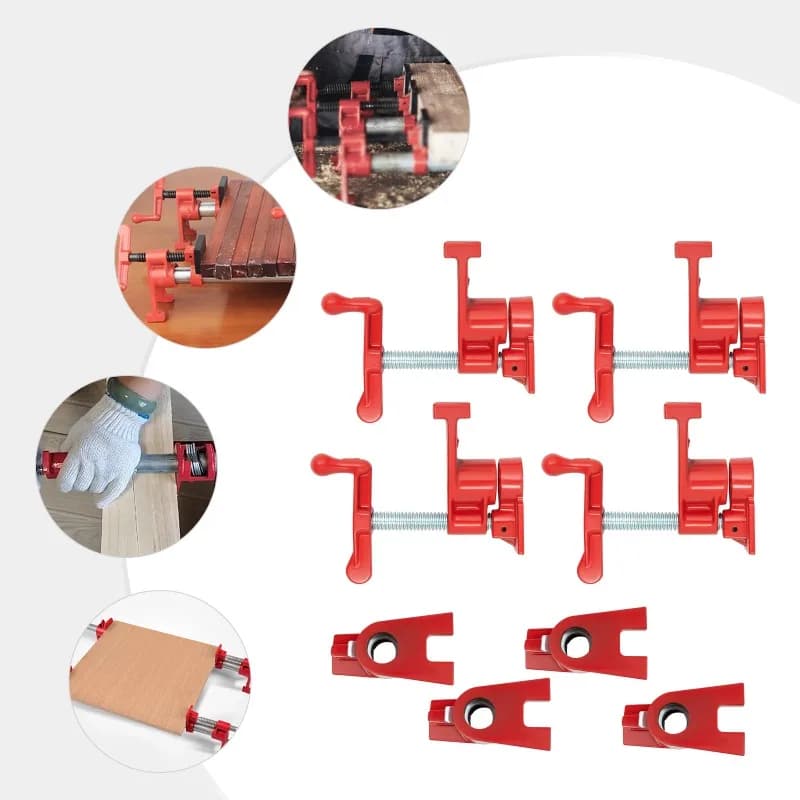 4 PCS Wood Gluing Pipe Clamp Set, 3/4" Wood Gluing Pipe Clamp Set, Pipe Clamp Set for Woodworking