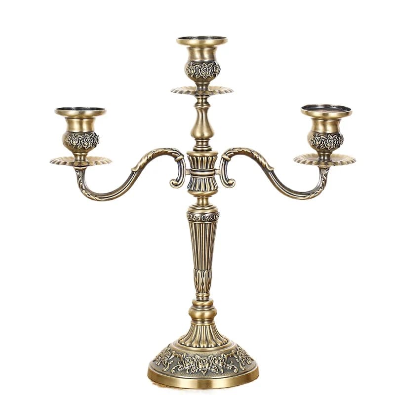 Modern gold long pole metal candlestick high wedding ornament 3 pieces/set Chinese metal candlestick silver