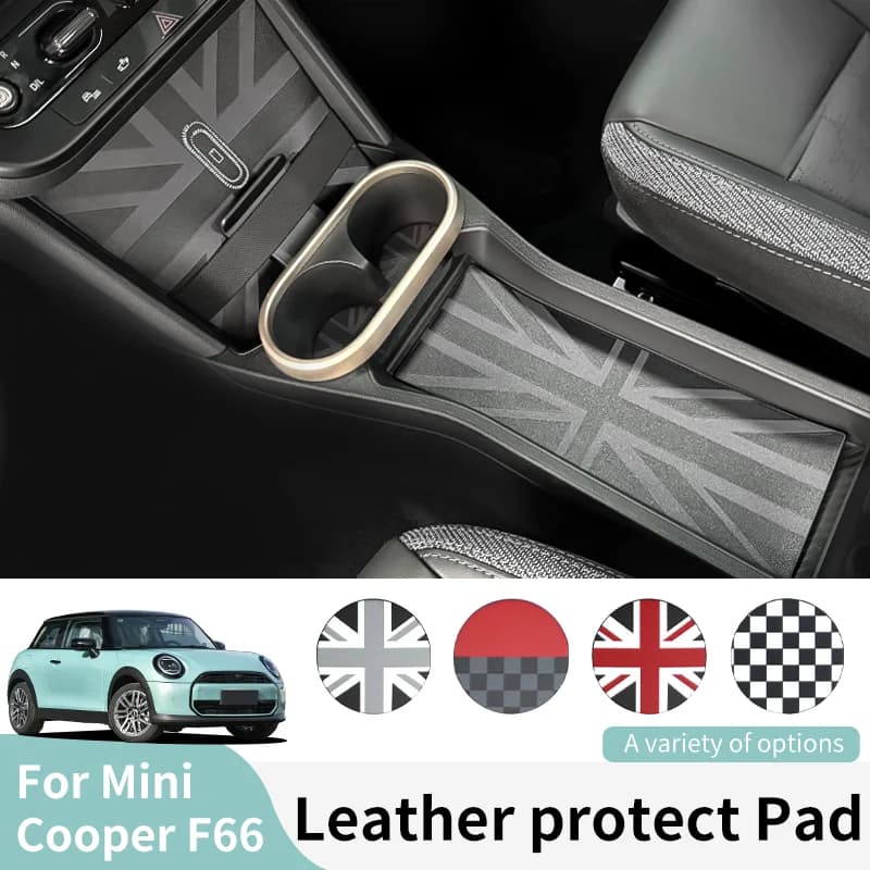 For Mini Cooper Three-Doors F66 2025 PU Leather Car Door Groove Mat Slot Cup Holder Pad Anti-slip Decoration Cover Accessories