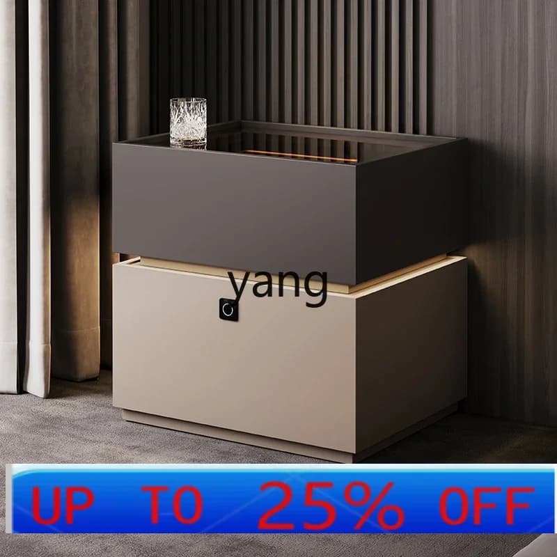 LH  minimalist smart bedside table with fingerprint lock safe multi-function bedside table