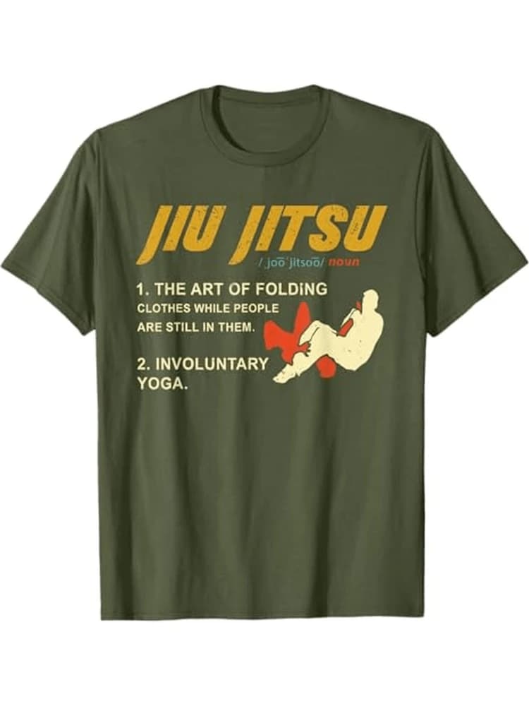 Funny Jiu-Jitsu Definition-Olive Green Martial Arts with Jokes,BJJ Playful-100%cotton O-neck short sleeve printed men's T-shirt.