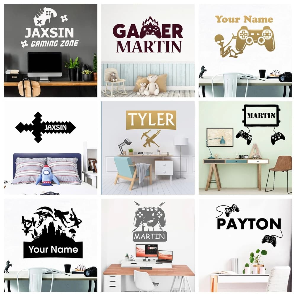 1 pc new games customize name Wall Art Decal Decoration wallSticker For game room Decor Living Room Bedroom Wall Art Decal