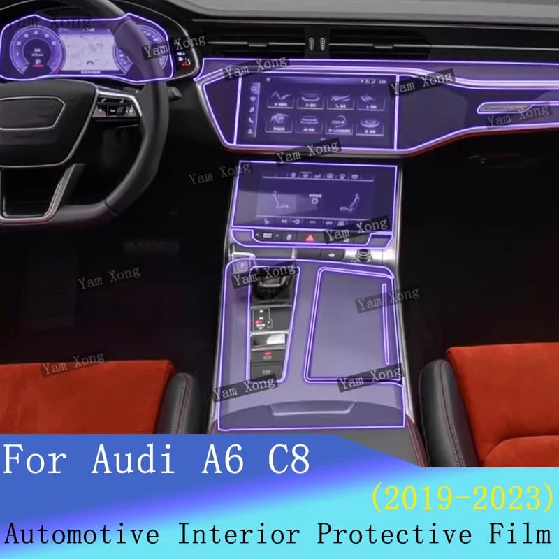 Car Full set interior For 2019-2023 Audi A6 C8 Gear Panel TPU Transparent Protection Sticker Navigation screen Anti-scratch Film