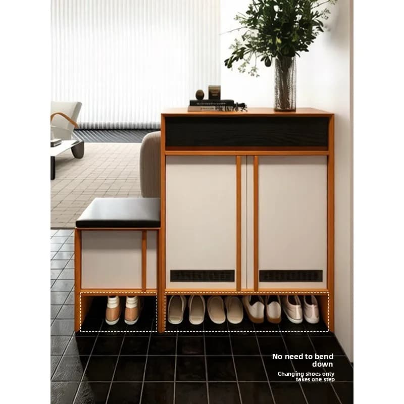 shoe cabinet, household entrance hall cabinet, Bauhaus style shoe cabinet, shoe changing stool integrated large-capacity