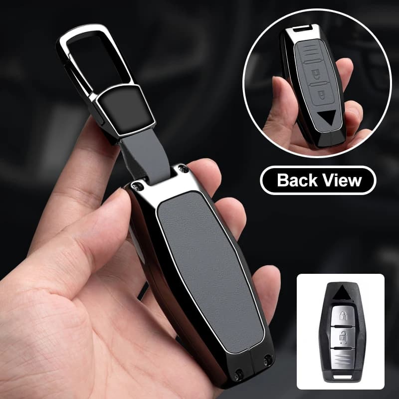 Car Key Cover Case Fob Remote Protector Metal Shell Holder for Mitsubishi Outlander 2021 2022 2023 Accessories Leather Key Cover