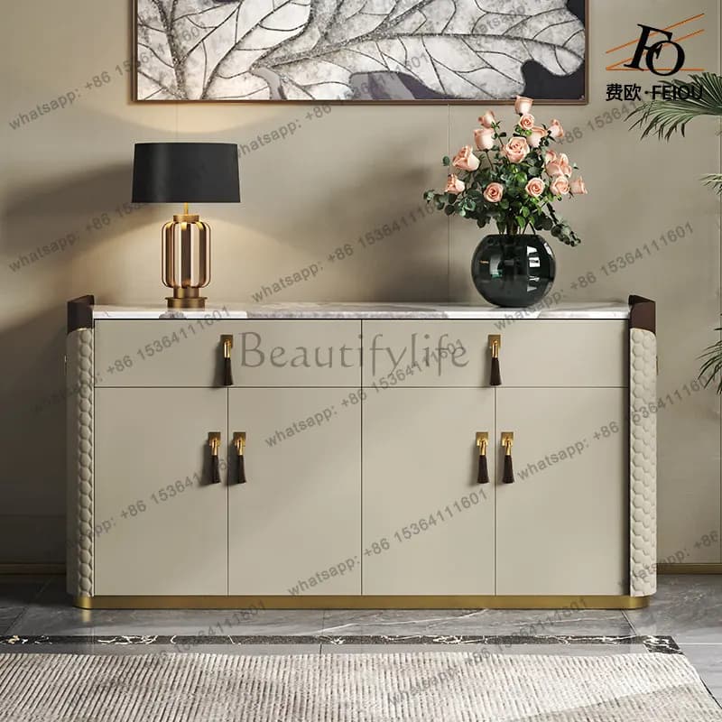 Light luxury dining side cabinet storage Italian modern marble entrance shoe cabinet
